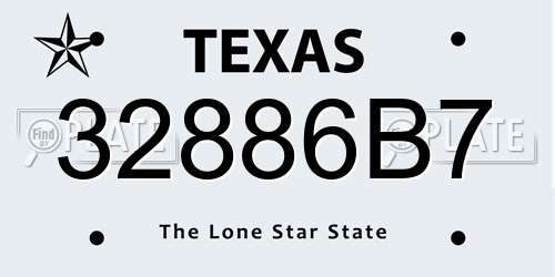 32886B7 Texas License Plate