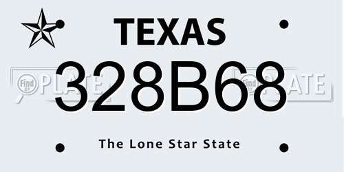 328B68 Texas License Plate