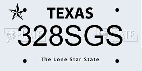 328SGS Texas License Plate