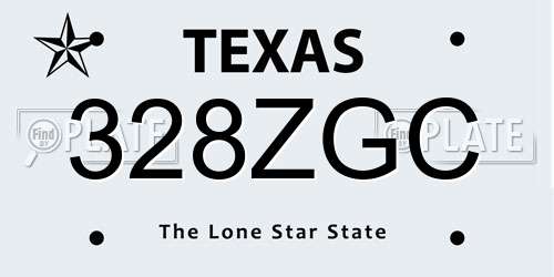 328ZGC Texas License Plate