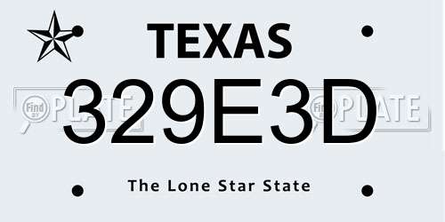 329E3D Texas License Plate