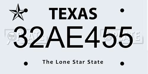 32AE455 Texas License Plate