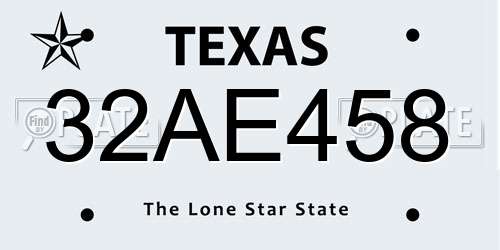 32AE458 Texas License Plate