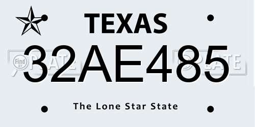 32AE485 Texas License Plate