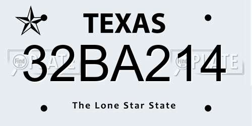 32BA214 Texas License Plate
