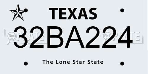 32BA224 Texas License Plate
