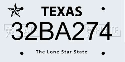 32BA274 Texas License Plate