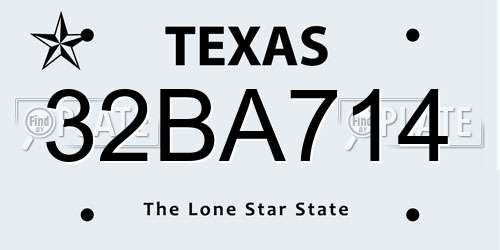 32BA714 Texas License Plate
