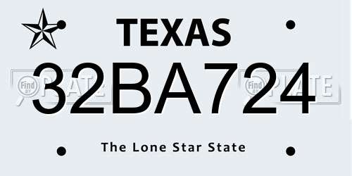 32BA724 Texas License Plate