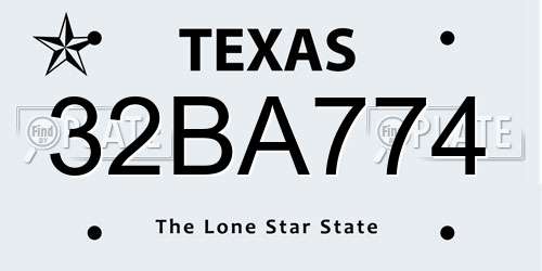 32BA774 Texas License Plate