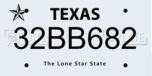 32BB682 Texas License Plate