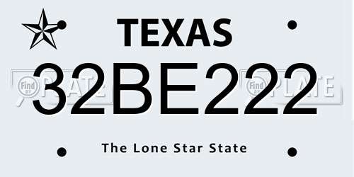 32BE222 Texas License Plate