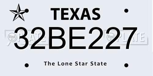 32BE227 Texas License Plate