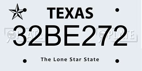 32BE272 Texas License Plate