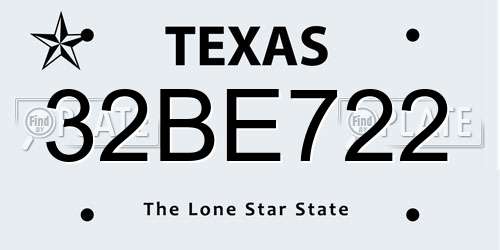 32BE722 Texas License Plate