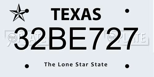 32BE727 Texas License Plate