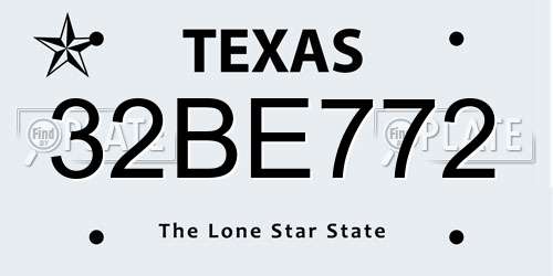 32BE772 Texas License Plate