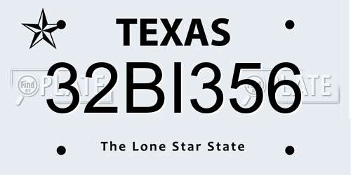32BI356 Texas License Plate