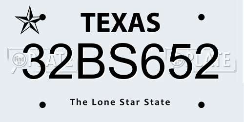 32BS652 Texas License Plate