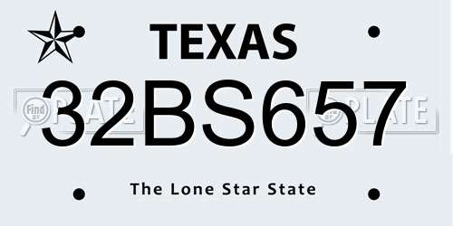32BS657 Texas License Plate