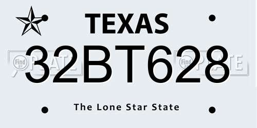 32BT628 Texas License Plate