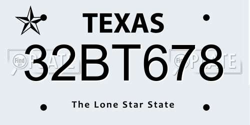 32BT678 Texas License Plate