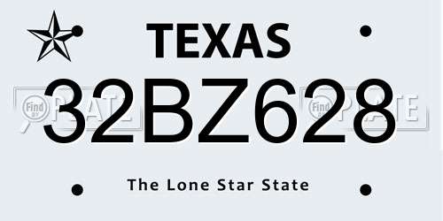 32BZ628 Texas License Plate