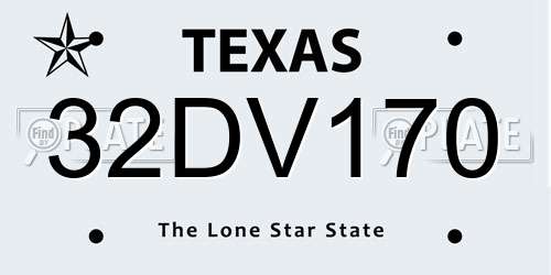 32DV170 Texas License Plate