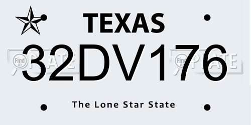 32DV176 Texas License Plate