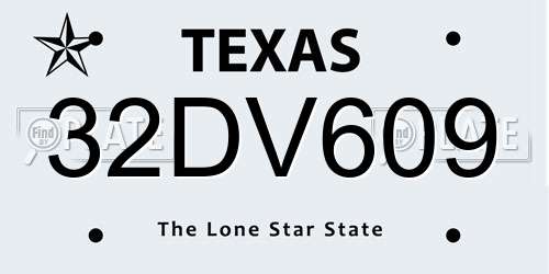32DV609 Texas License Plate