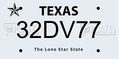 32DV77 Texas License Plate