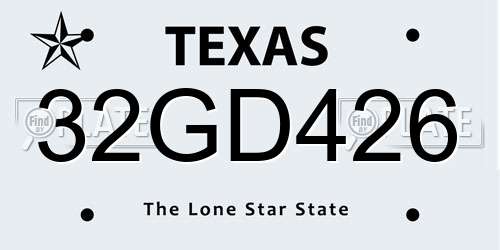 32GD426 Texas License Plate