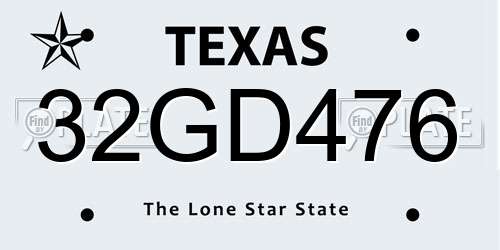 32GD476 Texas License Plate