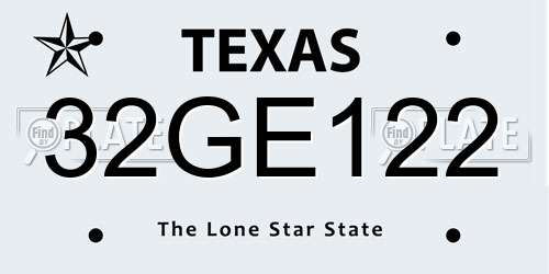 32GE122 Texas License Plate