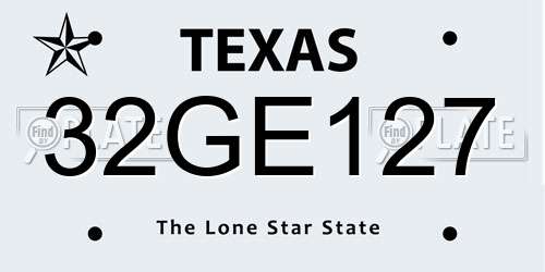 32GE127 Texas License Plate
