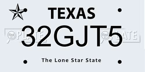 32GJT5 Texas License Plate