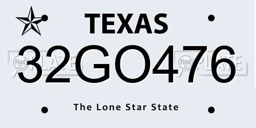 32GO476 Texas License Plate