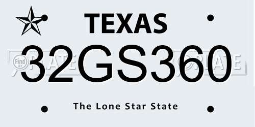 32GS360 Texas License Plate