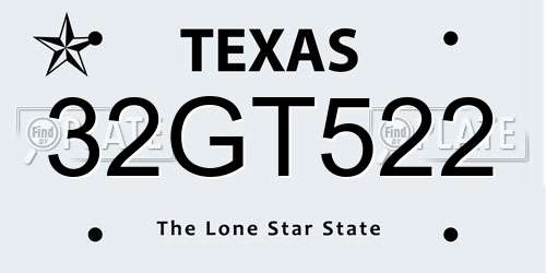 32GT522 Texas License Plate