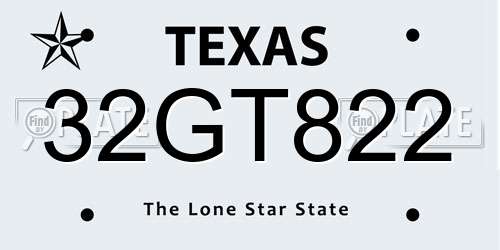 32GT822 Texas License Plate