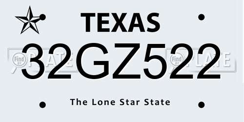 32GZ522 Texas License Plate