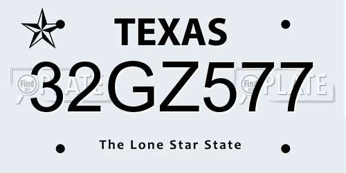 32GZ577 Texas License Plate