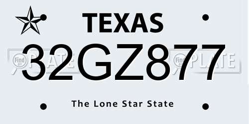 32GZ877 Texas License Plate