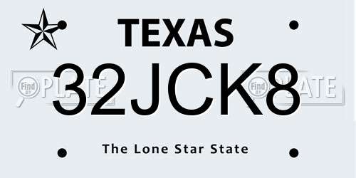 32JCK8 Texas License Plate