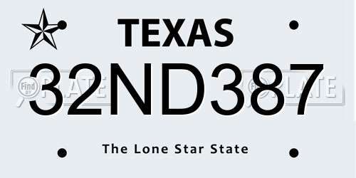 32ND387 Texas License Plate
