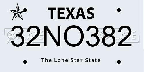 32NO382 Texas License Plate