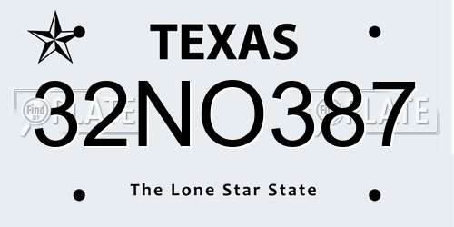 32NO387 Texas License Plate