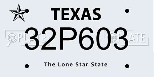 32P603 Texas License Plate