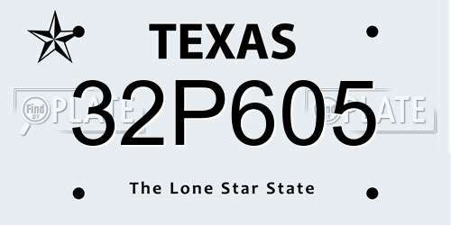 32P605 Texas License Plate