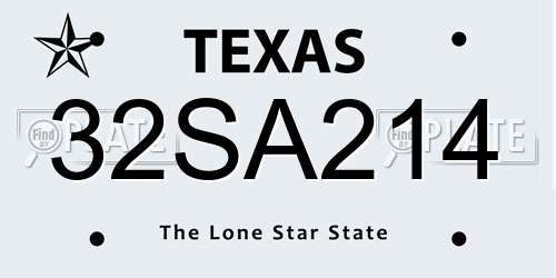 32SA214 Texas License Plate